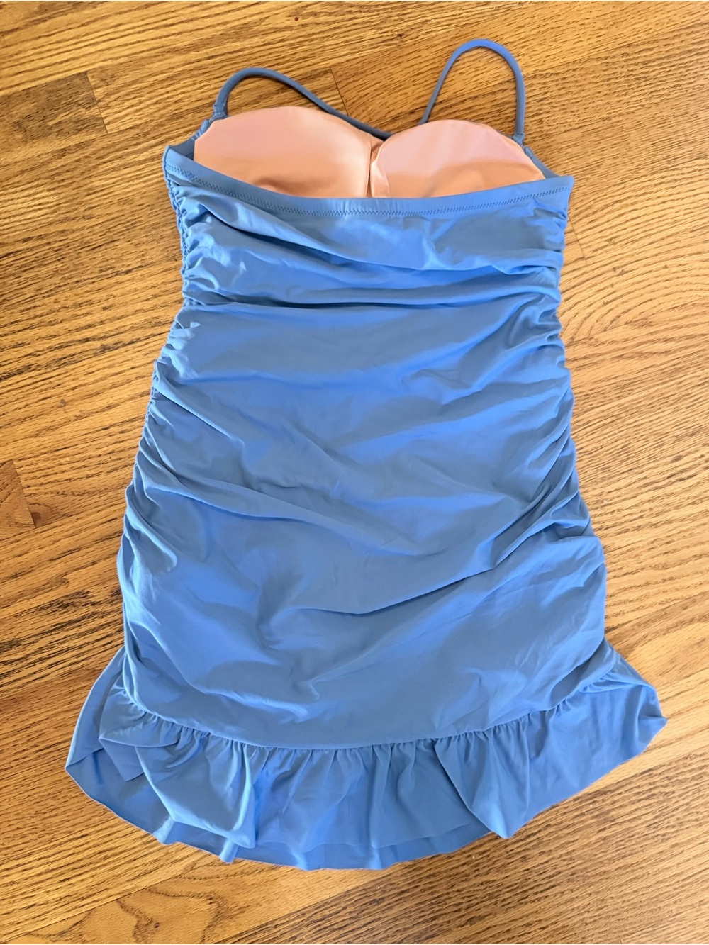 J. Crew Light Blue Ruched One-Piece Swimsuit/ Swimdress - Picture 2 of 6
